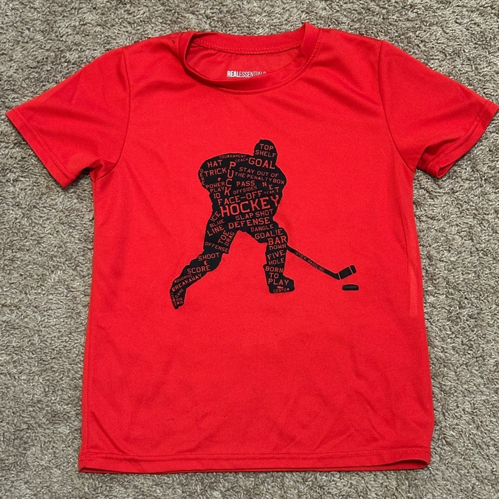 Hockey player with hockey words
